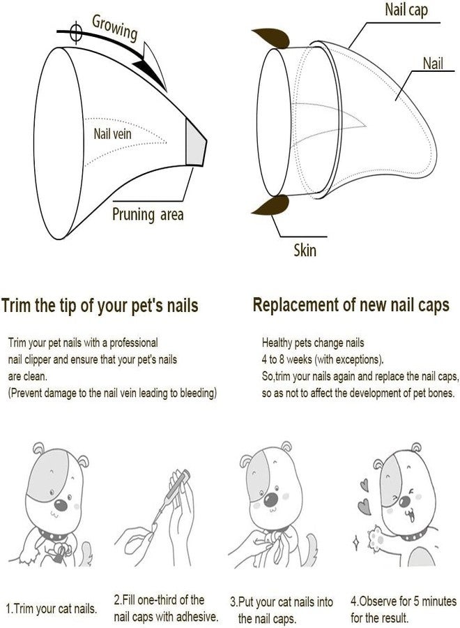 Pups&Pets أغطية حماية أظافر القطط من Pups&Pets | أغطية ناعمة وآمنة ومضادة للخدش لحماية مخالب الحيوانات الأليفة | مجموعة عناية بالأظافر مكونة من 20 قطعة للقطط والكلاب - الألوان متوفرة حسب المنتج (المقاس: صغير جدًا، الوزن من 0.5 إلى 2.5 كجم) - Image 3